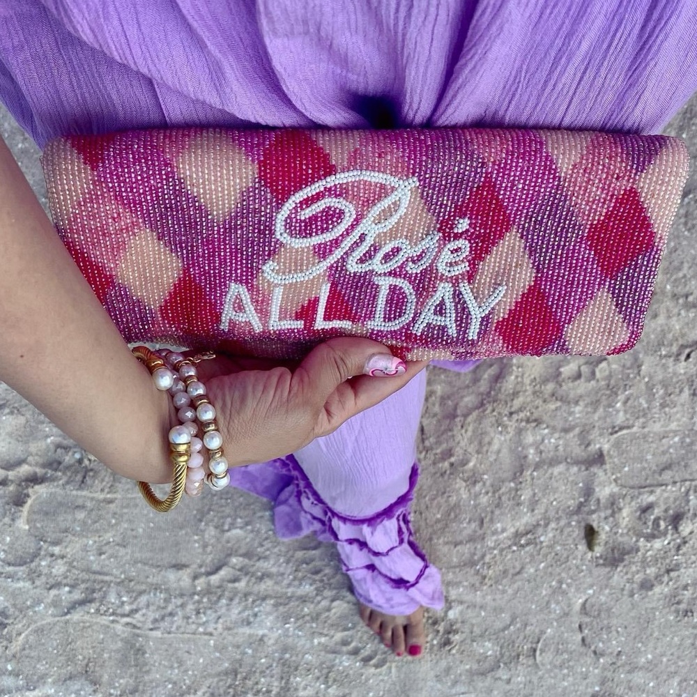 COPY - Rose all day hand beaded clutch